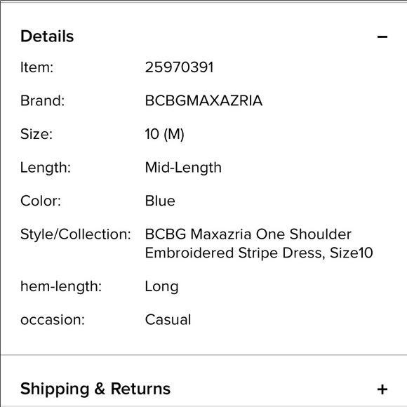 BCBGMaxAzria BCBG one shoulder embroidered striped midi dress $298 MSRP - Picture 9 of 10